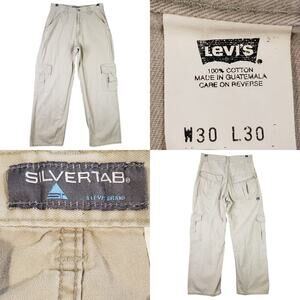 Levi's Vintage Y2K Men's Silvertab Baggy Cargo Khaki Skate Grunge Pants 30X29